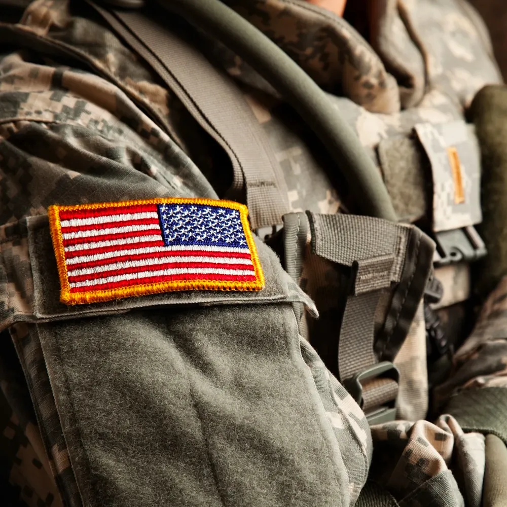 american flag patch on military uniform